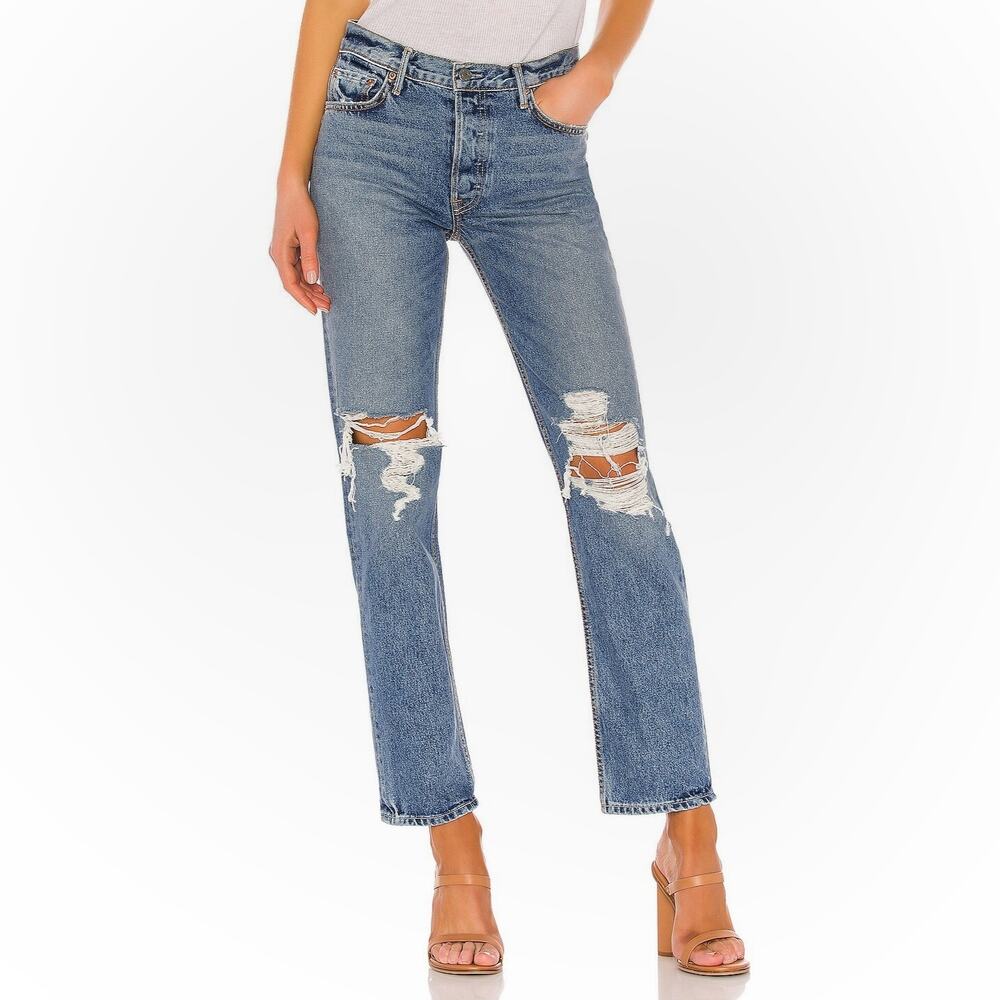 GRLFRND Helena distressed straight leg high waist jeans in Ready To Go Sz 26 NEW - Picture 2 of 9